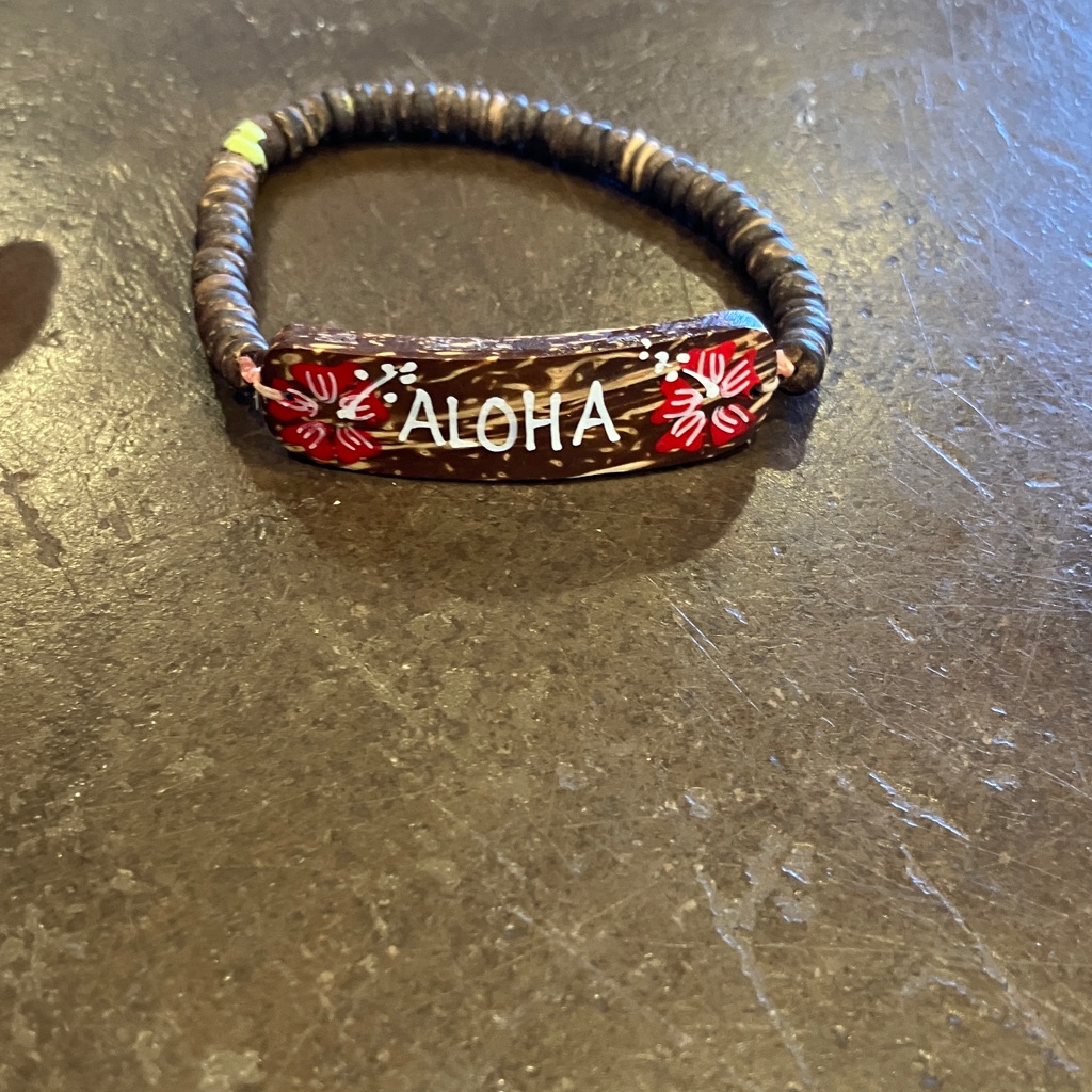 Aloha Brown Bracelet With Red Accents